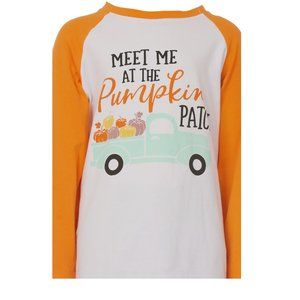 Little Girls Kids Halloween Pumpkin Raglan Ruffle Shirt Top Thanksgiving Tee New